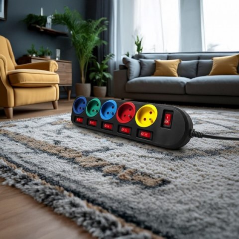 Listwa zasilająca 1,5m przedłużacz 5 gniazd MCE204M Maclean