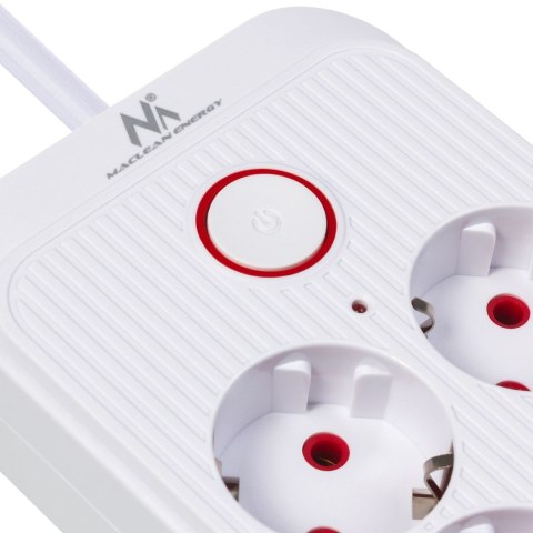 MACLEAN LISTWA ZASILAJĄCA, PRZEDŁUŻACZ 6 GNIAZD + 4XUSB, 110-240V AC 50/60HZ, 2.1A MAX 2500W, 1,5 M, BIAŁA MCE389 W