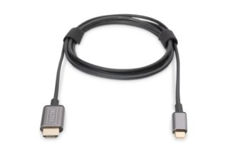 Kabel adapter HDMI 4K 30Hz na USB Typ C 3.1 metalowa obudowa HQ czarny 1.8m Digitus