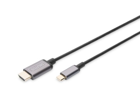 Kabel adapter HDMI 4K 30Hz na USB Typ C 3.1 metalowa obudowa HQ czarny 1.8m Digitus
