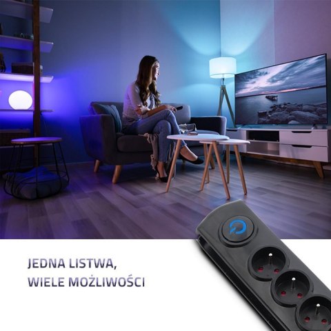 Listwa antyprzepięciowa 5 gniazd | 3m | Czarna Qoltec