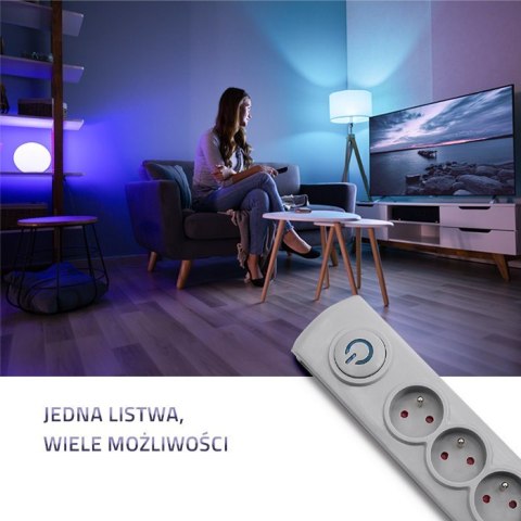 Listwa antyprzepięciowa 5 gniazd | 3m | szara Qoltec