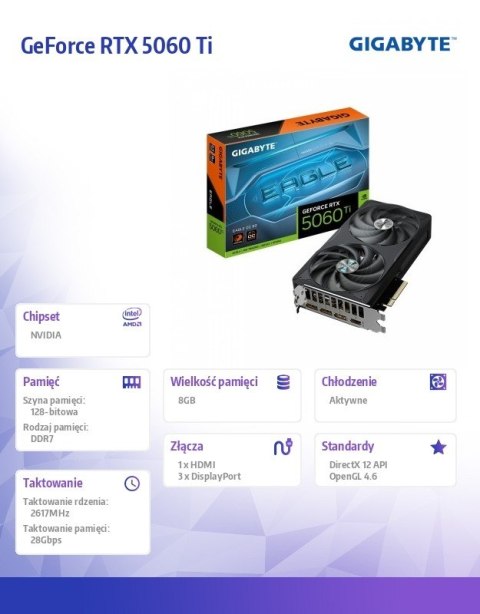 Karta graficzna GeForce RTX 5060 Ti EAGLE OC 12 8BIT GDDR7 HDMI/3DP