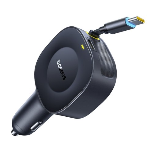 Ładowarka samochodowa USB-C ze zwijanym kablem USB-C 30W - czarna BASEUS