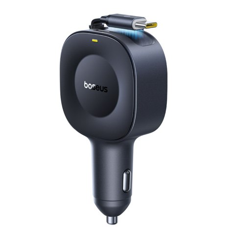 Ładowarka samochodowa USB-C ze zwijanym kablem USB-C 30W - czarna BASEUS