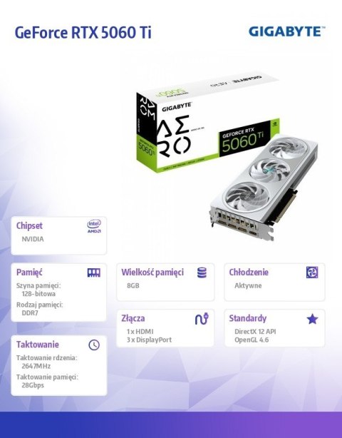 Karta graficzna GeForce RTX 5060 Ti AERO OC 8GB 128BIT GDDR7 HDMI/3DP