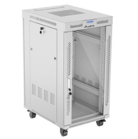 Szafa stojąca rack 19 cali 22U 600x800 szara drzwi szklane LCD flack pack