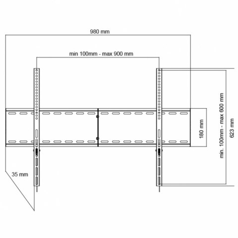 Uchwyt do TV LCD/LED/Multimedia 55-100 cali 140KG AR-96XL reg. Solid 35mm max VESA 900x600