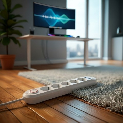 Listwa zasilająca 5 gniazd MCE395 W 3xUSB, 110-240v AC 50/60Hz, 2,1A max 2500W, biała