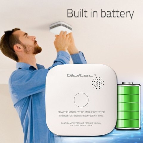 Bezprzewodowy czujnik dymu z baterią | alarm 85dB | LED