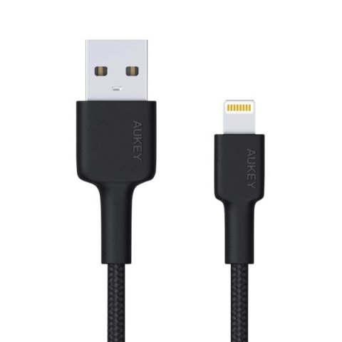 CB-AL05 kabel Lightning - USB-A 2m MFi Apple nylonowy oplot czarny AUKEY