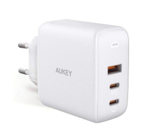 PA-B6S White Omnia Mix GaN ładowarka sieciowa 3xUSB (2xUSB C+1xUSB A) 90W AUKEY