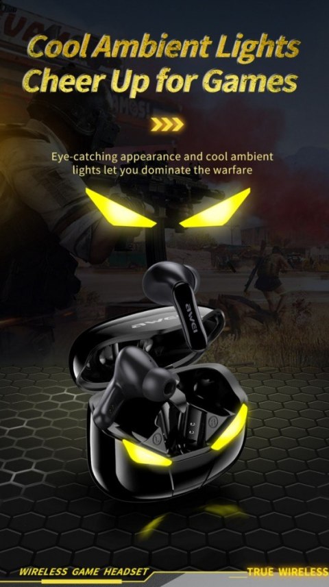 Słuchawki Bluetooth 5.0 T35 TWS + Stacja dokująca -Dla Graczy- czarne AWEI