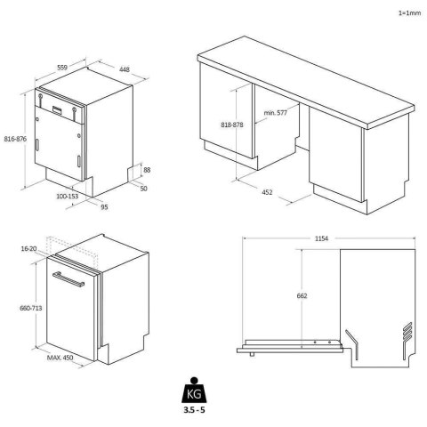Zmywarka zintegrowana 45 cm CDIH 2D949 Candy