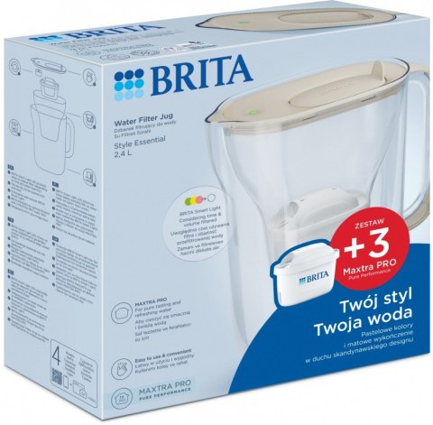 Dzbanek filtrujący Style Essential 2.4l + 3 wkłady, piaskowy