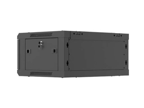 Szafa instalacyjna rack wisząca 19 cali 4U 600x450 czarna drzwi metalowe (flat pack)