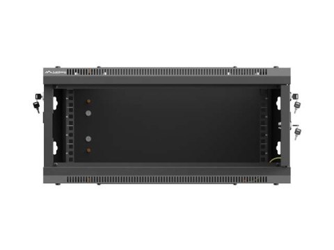 Szafa instalacyjna rack wisząca 19 cali 4U 600x450 czarna drzwi metalowe (flat pack)