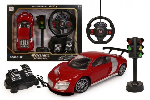 Auto R/C z kierownicą i sygnalizacją świetlną
