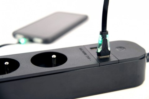 Inteligentna listwa zasilająca Tuya 4xFR 2xUSB-A 1xUSB-C Czarna