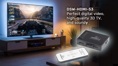 Przełącznik HDMI z pilotem - pięć nadajników jeden odbiornik