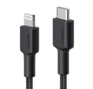 CB-CL03 kabel Lightning - USB-C 2m MFi Apple USB-PD nylonowy oplot czarny AUKEY