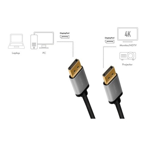 Kabel DisplayPort 4K/60 Hz,DP/M do DP/M aluminiowy 3m LogiLink