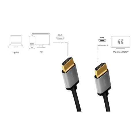 Kabel HDMI 4K/60Hz, aluminium 1m Czarny LogiLink