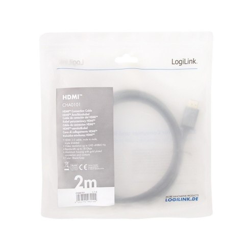 Kabel HDMI 4K/60Hz, aluminium 2m Czarny LogiLink