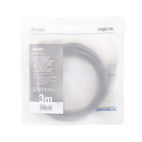 Kabel HDMI 4K/60Hz, aluminium 3m Czarny LogiLink