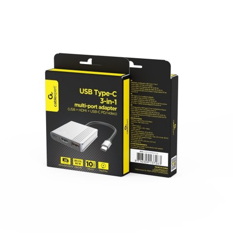 Adapter wieloportowy USB typu C 3 w 1 (port USB + HDMI +USB-C), gwiezdna szarość