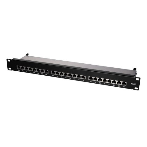 Patchpanel CAT6 19' 24- porty, STP czarny