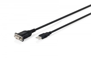 Kabel adapter USB 2.0 do RS232 (DB9) | Chipset FTDI (FT232RNL) | PVC, czarny | Mocowanie w tulejkach gwintowanych | 1.8m