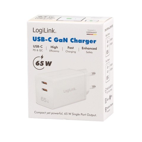 Ładowarka sieciowa 2x USB-C, 65W, biała