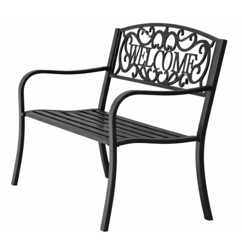 Ławka Ogrodowa Taras Ogród Park Metalowa Oparcie WELCOME Czarna 127 cm