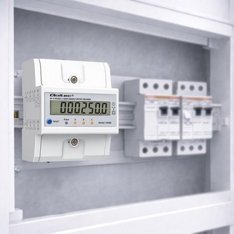 Trójfazowy elektroniczny licznik z resetem | miernik zużycia energii na szynę DIN | 400V | 100A | LCD | LED | 4P