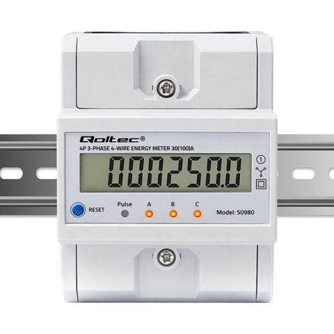 Trójfazowy elektroniczny licznik z resetem | miernik zużycia energii na szynę DIN | 400V | 100A | LCD | LED | 4P