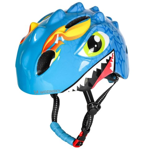 Kask rowerowy dziecięcy lekki 50-54 cm - niebieski smok WOZINSKY