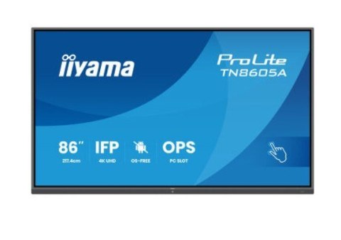 Monitor 86 cali TN8605A-B1AG IPS,4K,40pkt,500cd,nonOS,1200:1,5ms, DeepContrast-IR+, 1xVGA,2xHDMI,DP,USB-C(PD65W),2xRJ45,2x20W