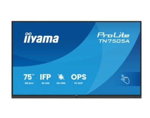 Monitor 75 cali TN7505A-B1AG IPS,4K,40pkt,500cd,nonOS,1200:1,5ms, DeepContrast-IR+, 1xVGA,2xHDMI,DP,USB-C(PD65W),2xRJ45,2x20W