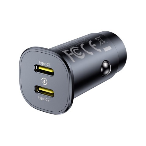 Ładowarka samochodowa 2 x USB-C 30W - czarna