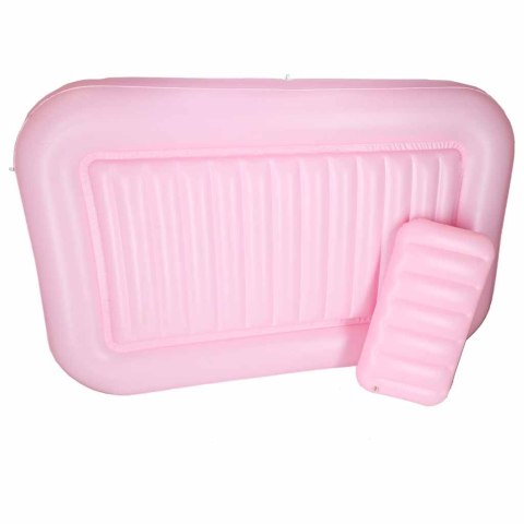 Materac dmuchany do pływania, leżak do opalania z poduszką różowy Kik Sp. z o. o. Sp. k.