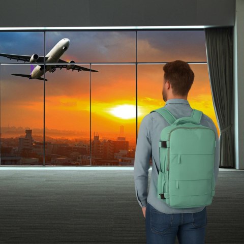 Plecak turystyczny kabinowy podróżny bagaż podręczny zielony 45x30 cm Kik Sp. z o. o. Sp. k.