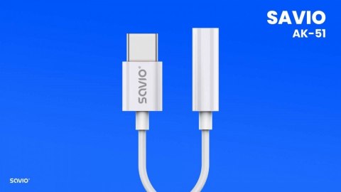 Adapter USB-C - Mini Jack 3,5mm, Xiaomi, Huawei, Oppo, AK-51 Savio