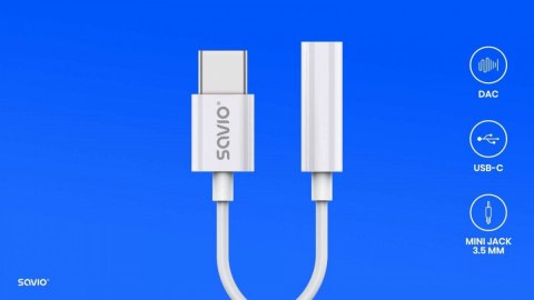 Adapter USB-C - Mini Jack 3,5mm, Xiaomi, Huawei, Oppo, AK-51 Savio