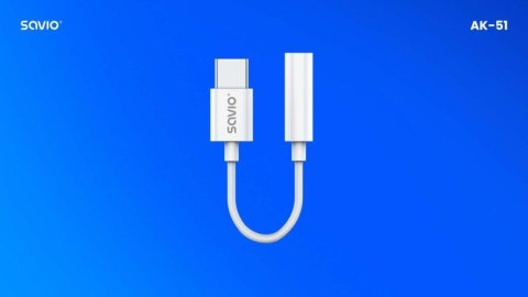 Adapter USB-C - Mini Jack 3,5mm, Xiaomi, Huawei, Oppo, AK-51 Savio