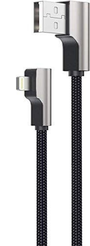 CB-AL01 OEM kabel 90° Lightning - USB-A 2m MFi Apple kątowy wtyki 90 stopni nylonowy oplot czarny AUKEY
