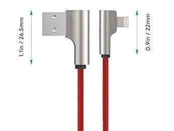 CB-AL01 OEM kabel 90° Lightning - USB-A 2m MFi Apple kątowy wtyki 90 stopni nylonowy oplot czerwony AUKEY