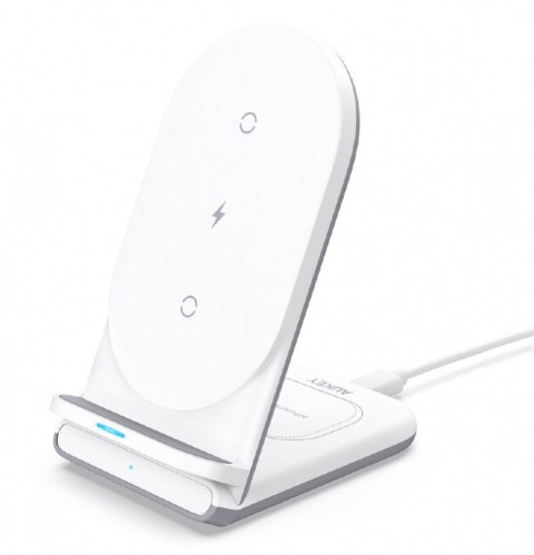 LC-A2 White ładowarka bezprzewodowa 2w1 Qi 10W USB-C AUKEY