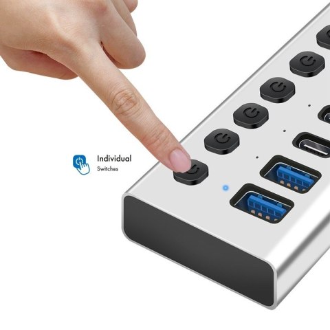 Hub 7xUSB-A/C z przełącznikiem on/off