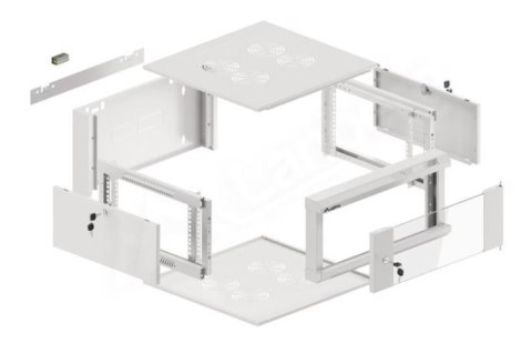 Szafa instalacyjna rack wisząca 19 cali 4U 600 szara drzwi szkalne (złożona)
